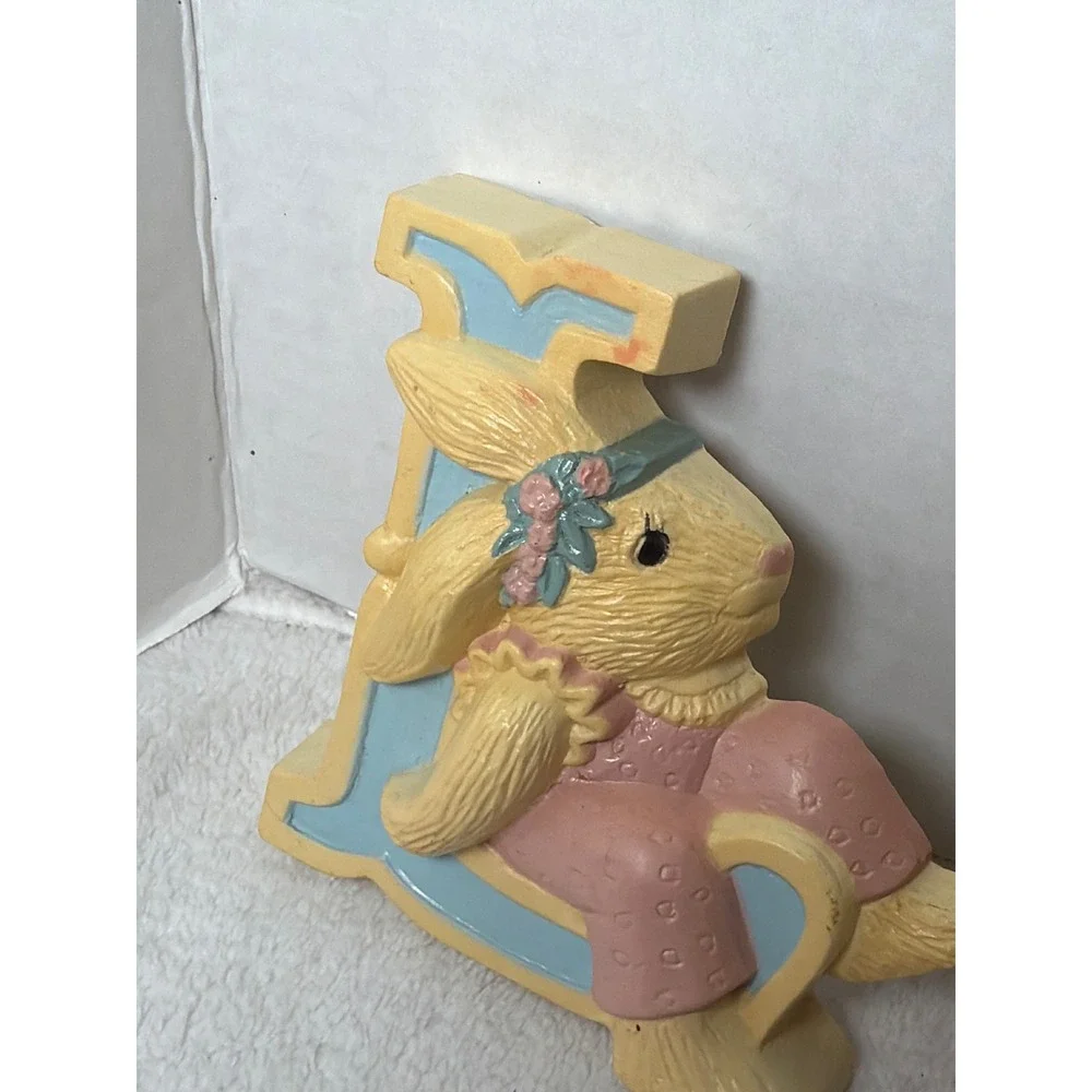 Vintage 1987 & 1982 Burwood Bunny Rabbit LOVE Wall Decor 6 Piece Set Made in USA